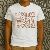 Books Cats And Coffee Lover T-Shirt