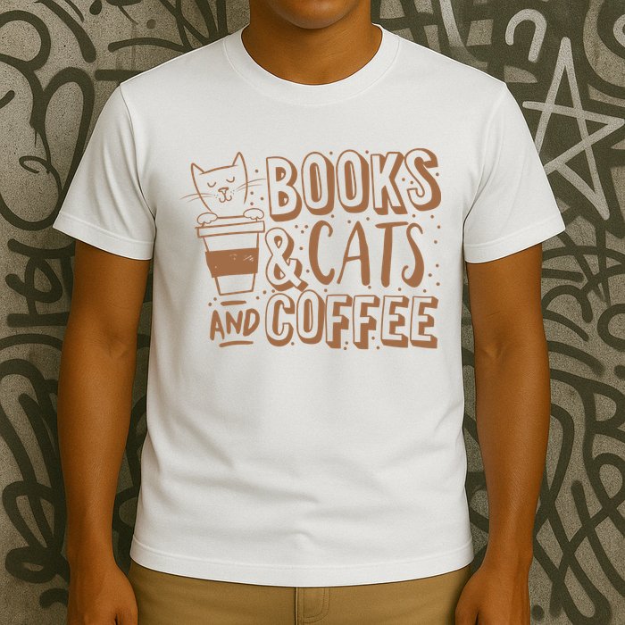 Books Cats And Coffee Lover T-Shirt