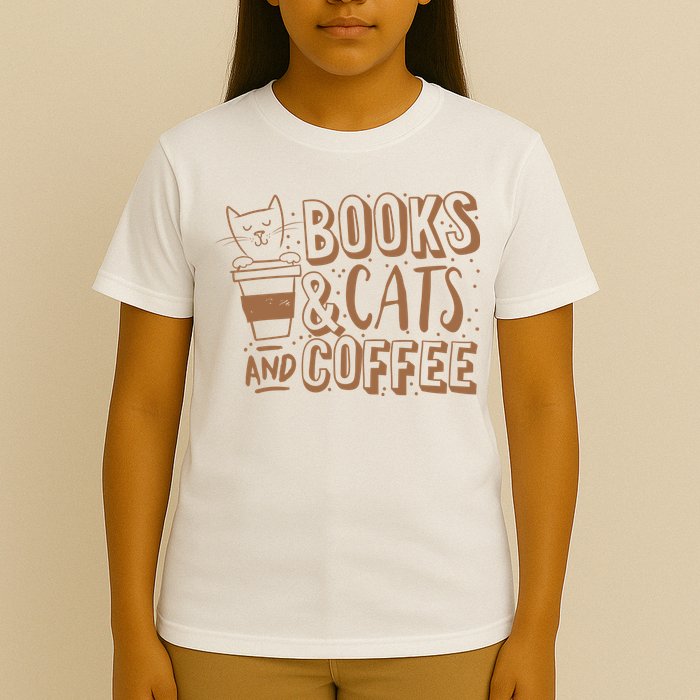 Books Cats And Coffee Lover T-Shirt