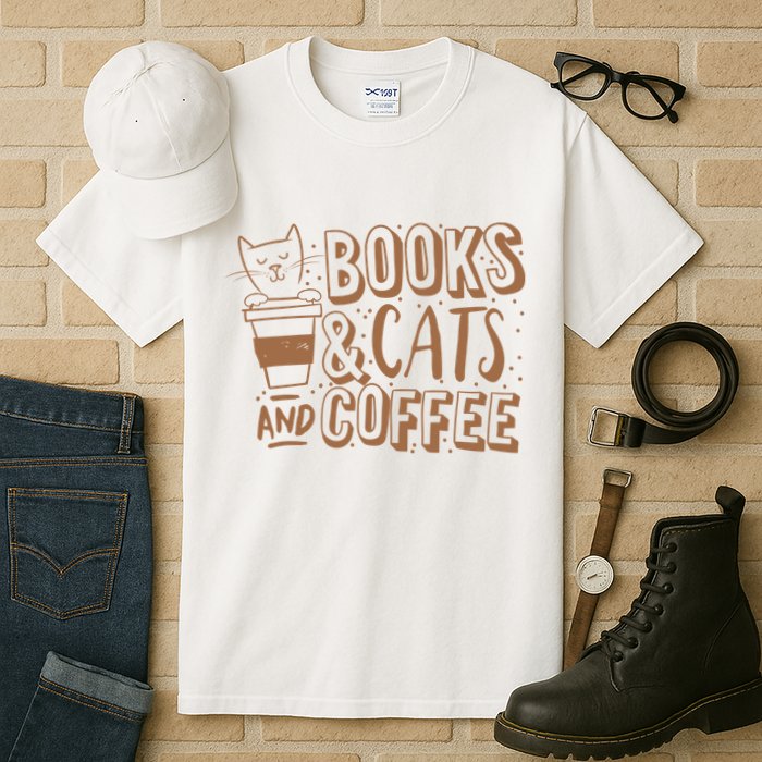 Books Cats And Coffee Lover Tall T-Shirt
