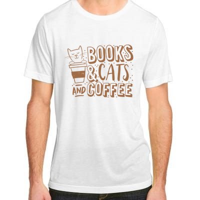 Books Cats And Coffee Lover Adult ChromaSoft Performance T-Shirt