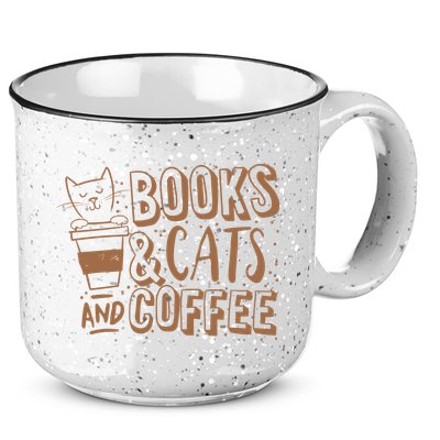 Books Cats And Coffee Lover 15oz Campfire Ceramic Mug