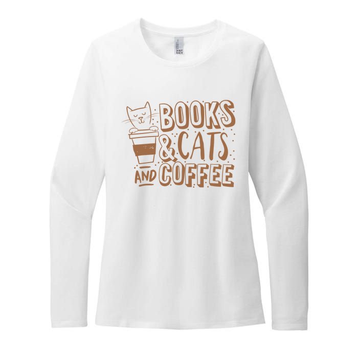 Books Cats And Coffee Lover Womens CVC Long Sleeve Shirt