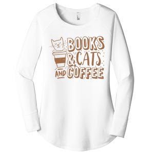 Books Cats And Coffee Lover Women's Perfect Tri Tunic Long Sleeve Shirt