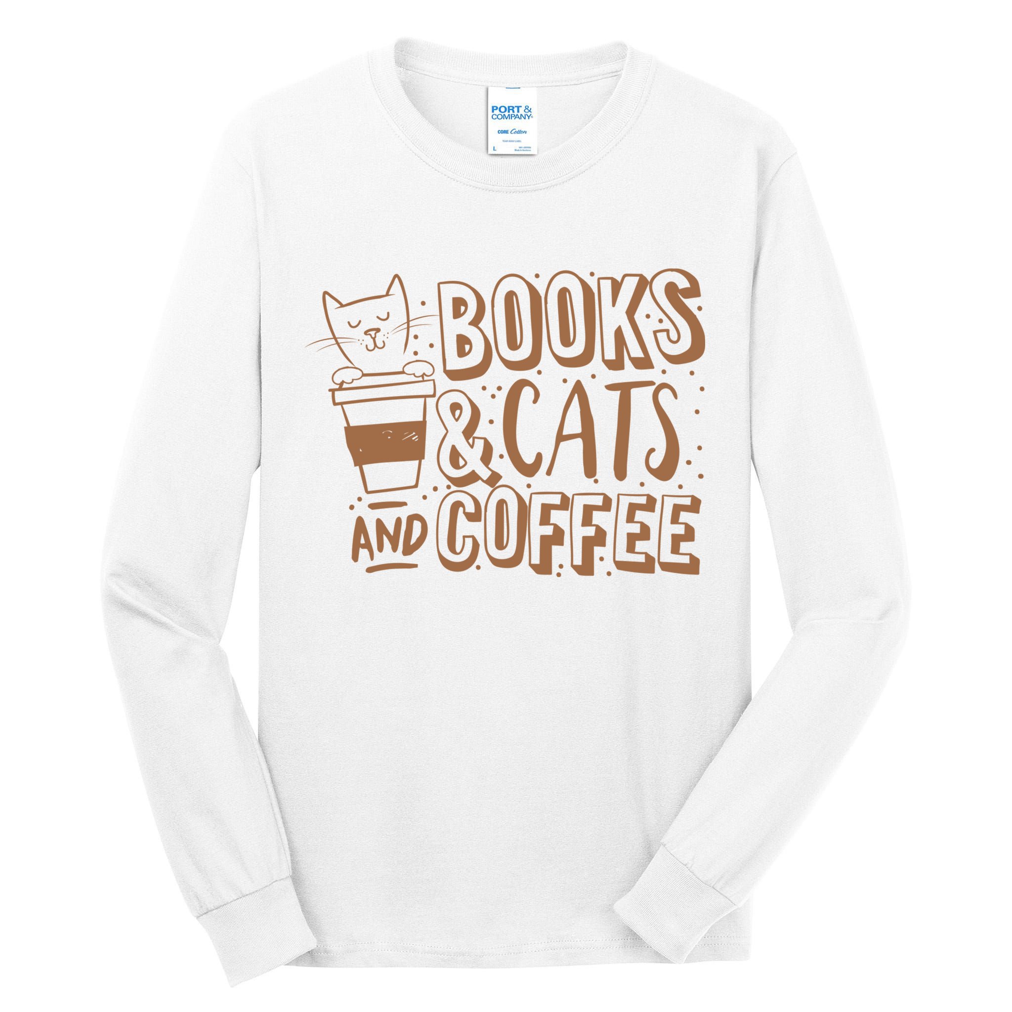 Books Cats And Coffee Lover Tall Long Sleeve T-Shirt