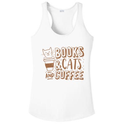 Books Cats And Coffee Lover Ladies PosiCharge Competitor Racerback Tank