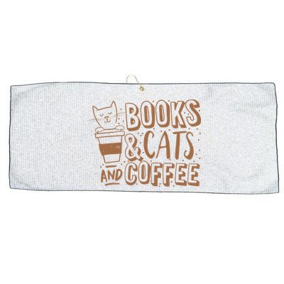 Books Cats And Coffee Lover Large Microfiber Waffle Golf Towel