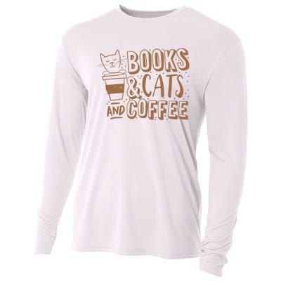 Books Cats And Coffee Lover Cooling Performance Long Sleeve Crew