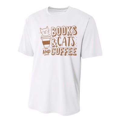 Books Cats And Coffee Lover Performance Sprint T-Shirt