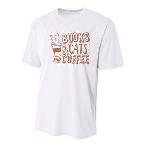 Books Cats And Coffee Lover Youth Performance Sprint T-Shirt