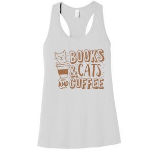 Books Cats And Coffee Lover Women's Racerback Tank