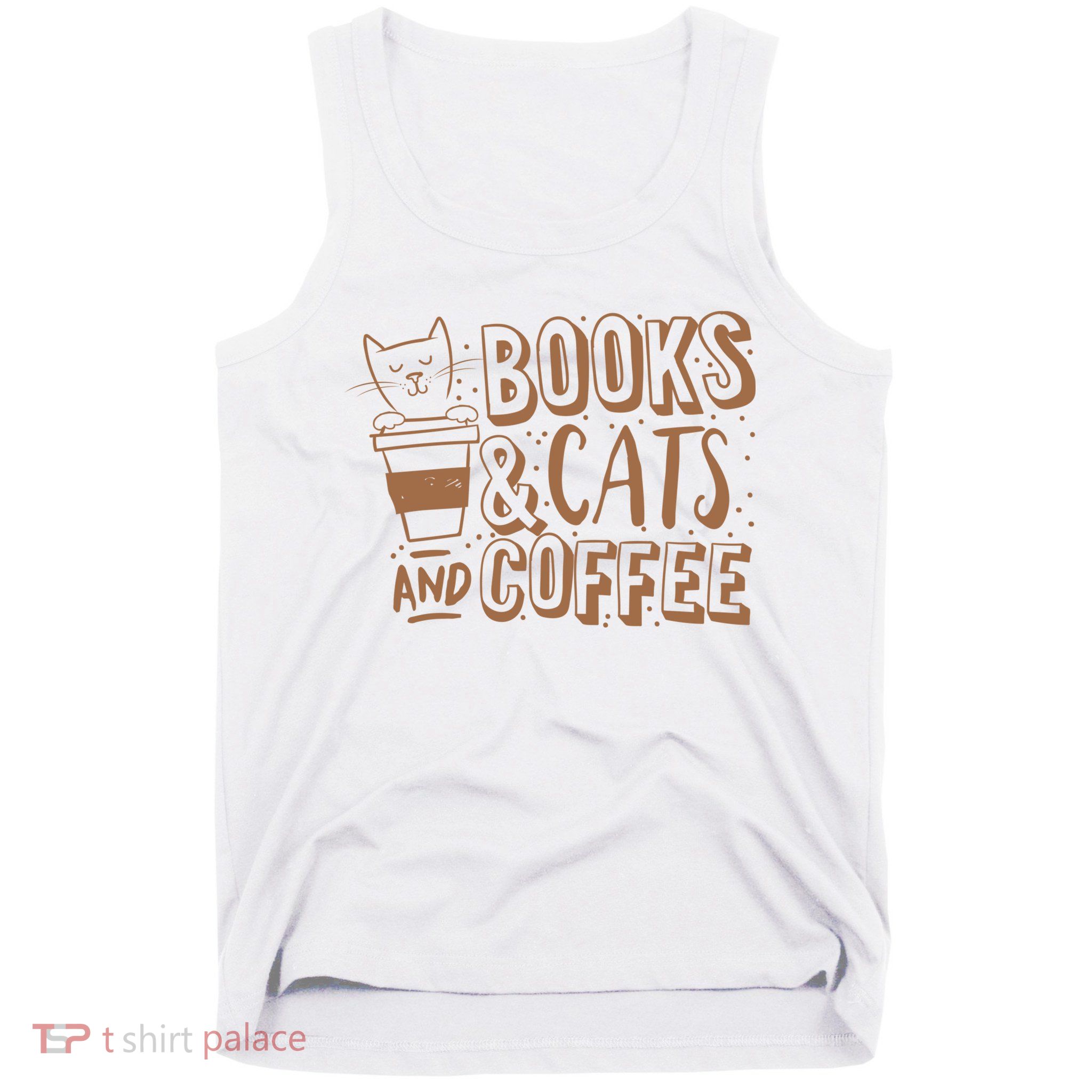 Books Cats And Coffee Lover Tank Top