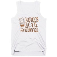 Books Cats And Coffee Lover Tank Top