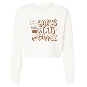 Books Cats And Coffee Lover Cropped Pullover Crew