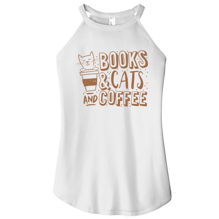 Books Cats And Coffee Lover Women's Perfect Tri Rocker Tank