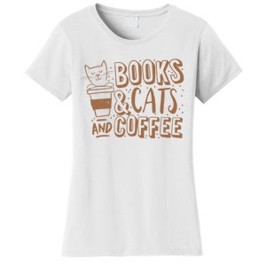 Books Cats And Coffee Lover Women's T-Shirt