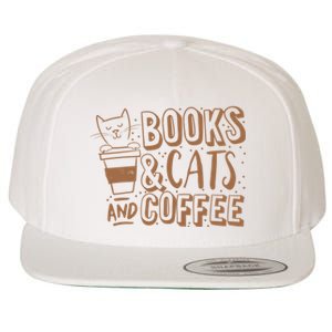 Books Cats And Coffee Lover Wool Snapback Cap