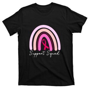 Breast Cancer Awareness Survivor Pink Ribbon Rainbow Support Squad T-Shirt