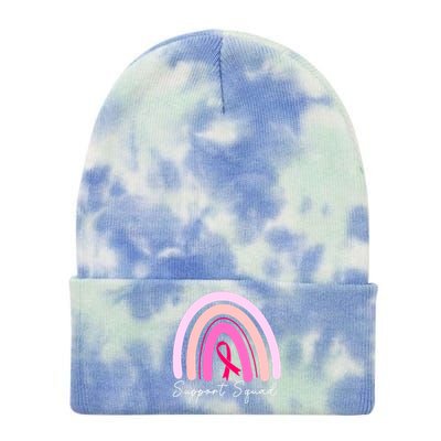 Breast Cancer Awareness Survivor Pink Ribbon Rainbow Support Squad Tie Dye 12in Knit Beanie