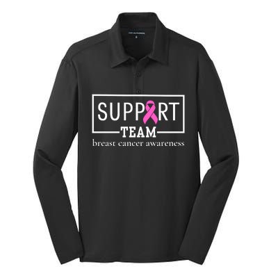 Breast Cancer Awareness Support Team Silk Touch Performance Long Sleeve Polo