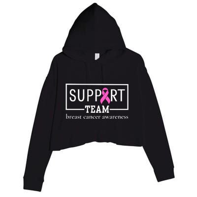 Breast Cancer Awareness Support Team Crop Fleece Hoodie