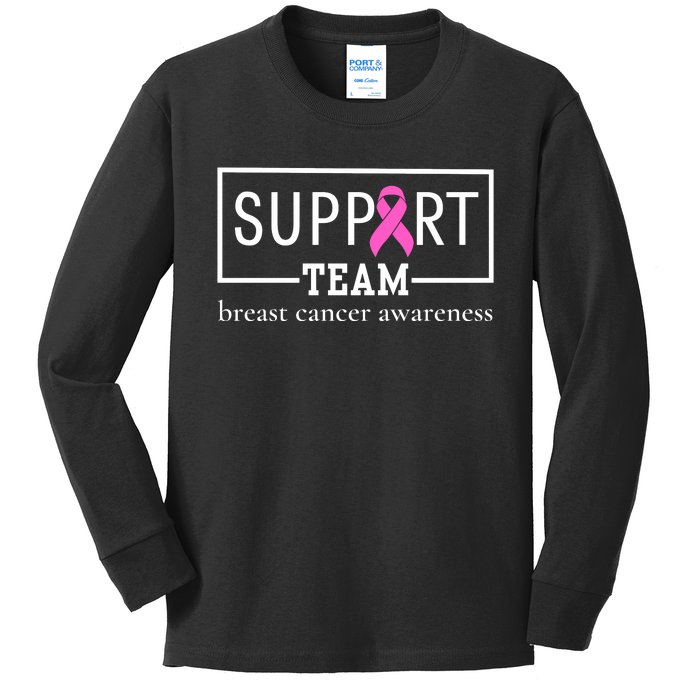 Breast Cancer Awareness Support Team Kids Long Sleeve Shirt