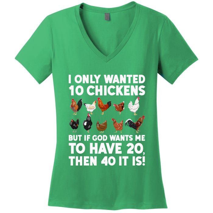 Best Chicken Art For Women Poultry Themed Chicken Farmer Women's V-Neck T-Shirt