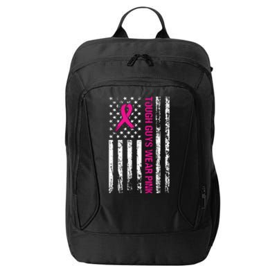 Breast Cancer Awareness Tough Guys Wear Pink American Us Flag Pink Ribbon City Backpack