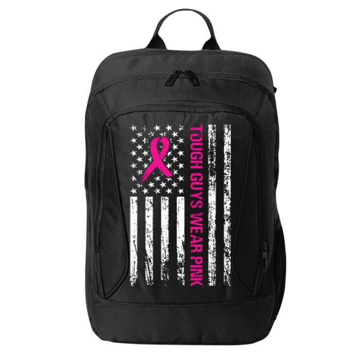 Breast Cancer Awareness Tough Guys Wear Pink American Us Flag Pink Ribbon City Backpack