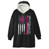 Breast Cancer Awareness Tough Guys Wear Pink American Us Flag Pink Ribbon Hooded Wearable Blanket