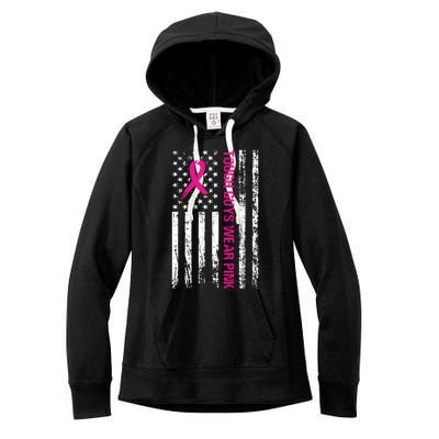 Breast Cancer Awareness Tough Guys Wear Pink American Us Flag Pink Ribbon Women's Fleece Hoodie