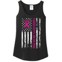 Breast Cancer Awareness Tough Guys Wear Pink American Us Flag Pink Ribbon Ladies Essential Tank