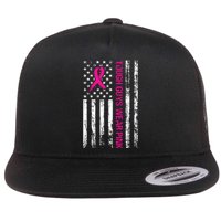 Breast Cancer Awareness Tough Guys Wear Pink American Us Flag Pink Ribbon Flat Bill Trucker Hat