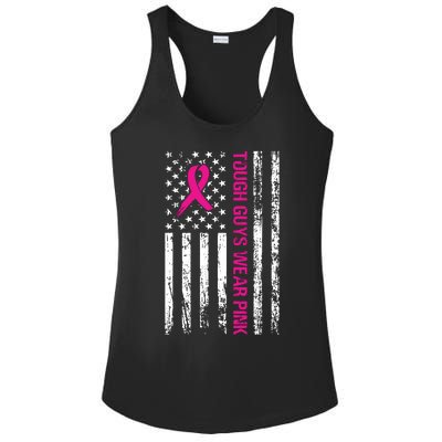 Breast Cancer Awareness Tough Guys Wear Pink American Us Flag Pink Ribbon Ladies PosiCharge Competitor Racerback Tank