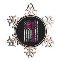 Breast Cancer Awareness Tough Guys Wear Pink American Us Flag Pink Ribbon Metallic Star Ornament