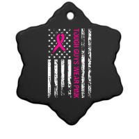 Breast Cancer Awareness Tough Guys Wear Pink American Us Flag Pink Ribbon Ceramic Star Ornament