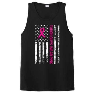 Breast Cancer Awareness Tough Guys Wear Pink American Us Flag Pink Ribbon PosiCharge Competitor Tank