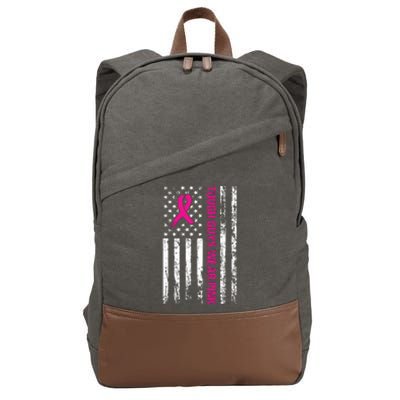 Breast Cancer Awareness Tough Guys Wear Pink American Us Flag Pink Ribbon Cotton Canvas Backpack