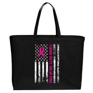 Breast Cancer Awareness Tough Guys Wear Pink American Us Flag Pink Ribbon Cotton Canvas Jumbo Tote