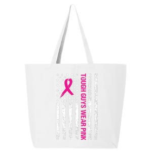 Breast Cancer Awareness Tough Guys Wear Pink American Us Flag Pink Ribbon 25L Jumbo Tote