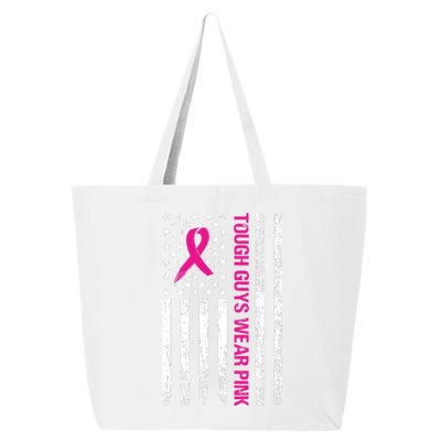 Breast Cancer Awareness Tough Guys Wear Pink American Us Flag Pink Ribbon 25L Jumbo Tote