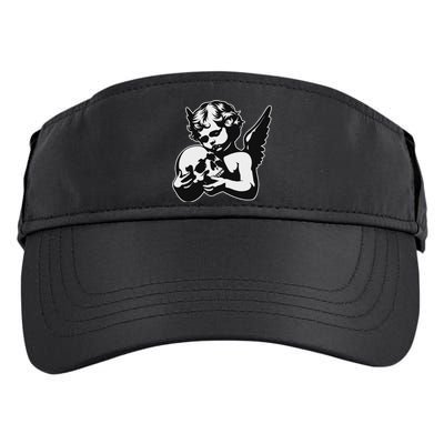 Blackwork Cherub Angel Holding Skull Adult Drive Performance Visor