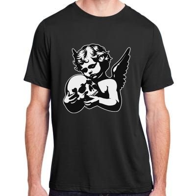 Blackwork Cherub Angel Holding Skull Adult ChromaSoft Performance T-Shirt