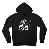 Blackwork Cherub Angel Holding Skull Tall Hoodie