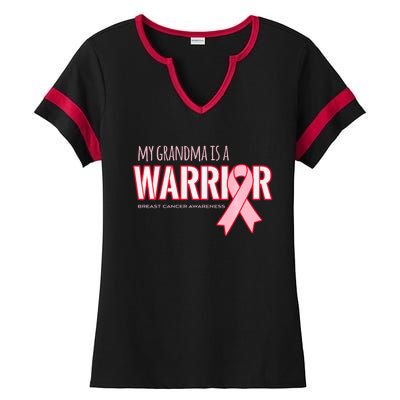 Breast Cancer Awareness: My Grandma Is A Warrior Ladies Halftime Notch Neck Tee