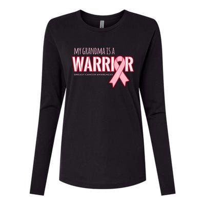 Breast Cancer Awareness: My Grandma Is A Warrior Womens Cotton Relaxed Long Sleeve T-Shirt