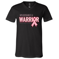 Breast Cancer Awareness: My Grandma Is A Warrior V-Neck T-Shirt