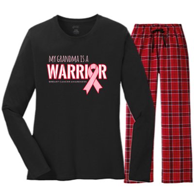 Breast Cancer Awareness: My Grandma Is A Warrior Women's Long Sleeve Flannel Pajama Set 