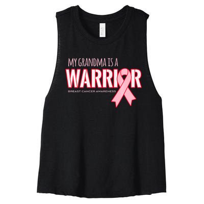 Breast Cancer Awareness: My Grandma Is A Warrior Women's Racerback Cropped Tank