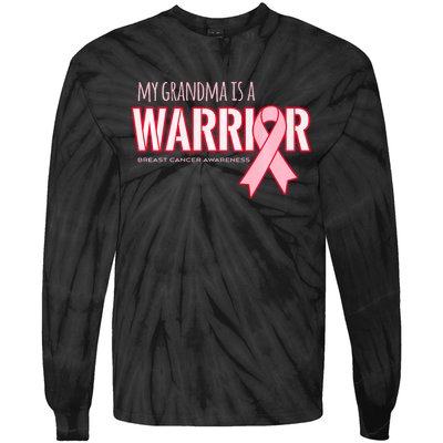 Breast Cancer Awareness: My Grandma Is A Warrior Tie-Dye Long Sleeve Shirt